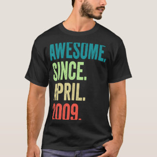 14 Years Old Awesome Since April 2009 14th Birthda T-Shirt