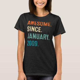14 Years Old Awesome Since January 2009 14th Birt T-Shirt