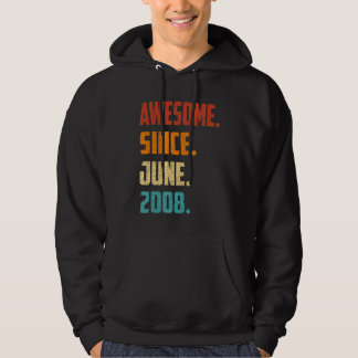 14 Years Old Awesome Since June 2008 14th Birthday Hoodie