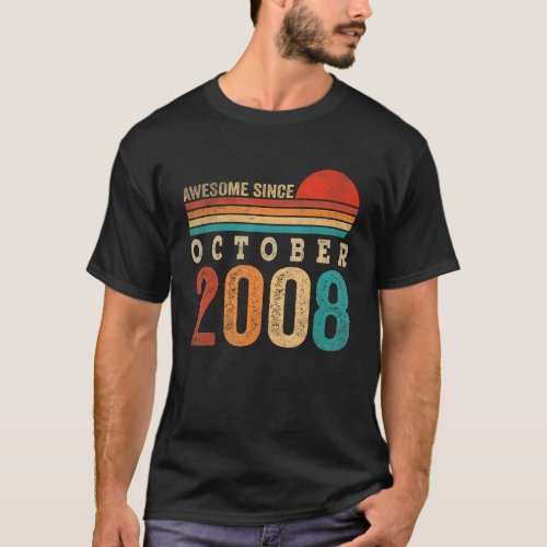 14 Years Old Awesome Since October 2008 14th Birth T_Shirt
