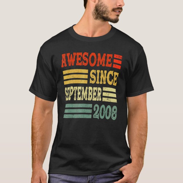 14 Years Old  Awesome Since September 2008 14th 20 T-Shirt (Front)