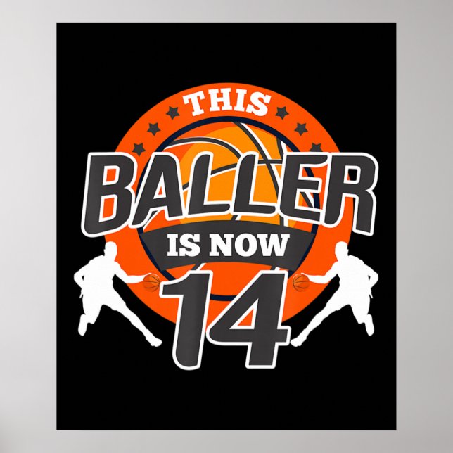 14 Years Old Basketball Kid Gift Son Poster (Front)