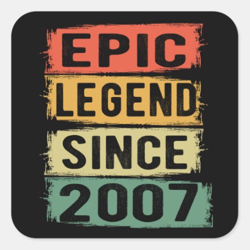 14 Years Old Bday 2007 Epic Legend 14th Birthday Square Sticker