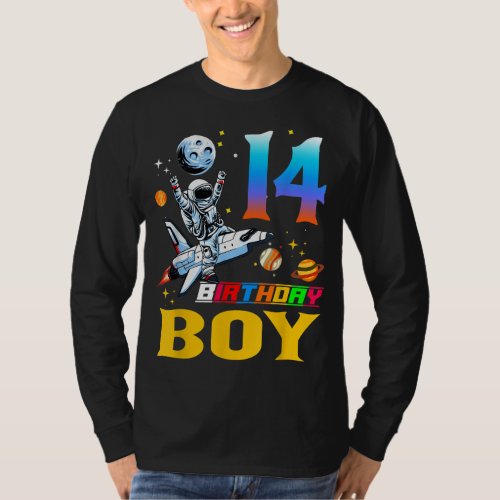 14 Years Old Birthday Boy Astronaut Space 14th B D T_Shirt