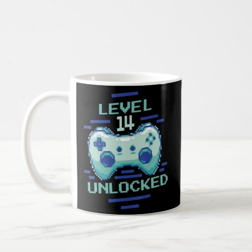 14 Years Old Birthday Gamer Level 14 Unlocked  Coffee Mug
