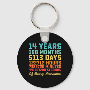 14 Years Old Birthday Quote Funny 14th B-Day Math Keychain