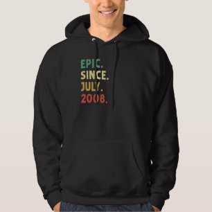 14 Years Old  Epic Since July 2008 14th Birthday Hoodie