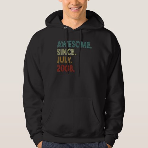 14 Years Old Funny Awesome Since July 2008 14th Bi Hoodie