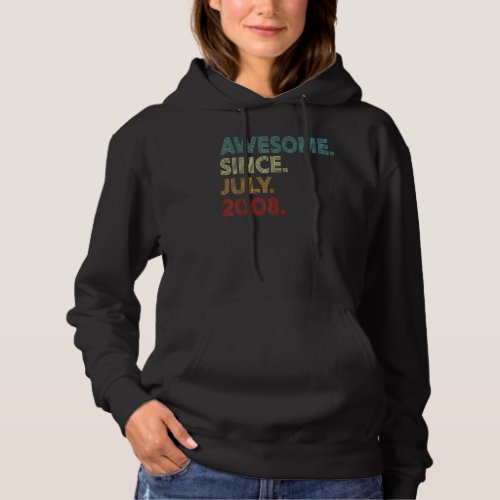 14 Years Old Funny Awesome Since July 2008 14th Bi Hoodie