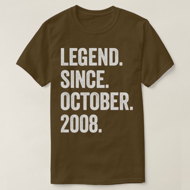 14 Years Old Legend Since October 2008 14th Birthd T-Shirt (Design Front)