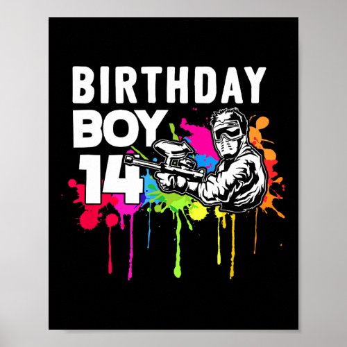 14 Years Old Paintballer Gear Gift 14th Paintball  Poster