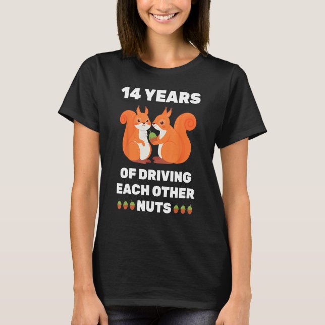 14th 14-Year Wedding Anniversary Funny Couple For  T-Shirt (Front)