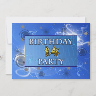 14th Abstract lights Birthday party invitation