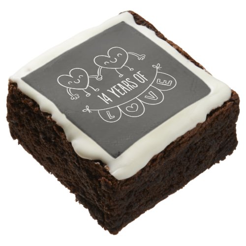 14th Anniversary Gift Chalk Hearts Chocolate Brownie