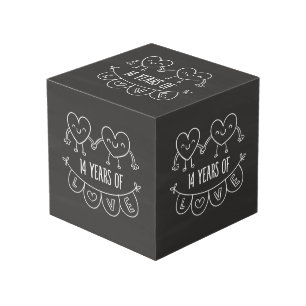 14th Anniversary Gift Chalk Hearts Cube