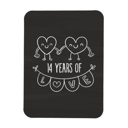 14th Anniversary Gift Chalk Hearts Magnet