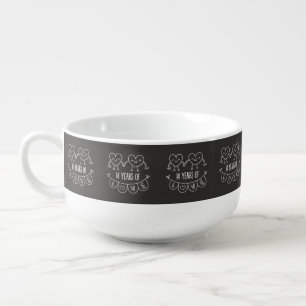 14th Anniversary Gift Chalk Hearts Soup Mug