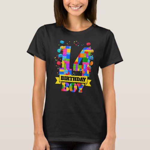 14th Birthday 14 Years Old Block Building Boys Kid T_Shirt