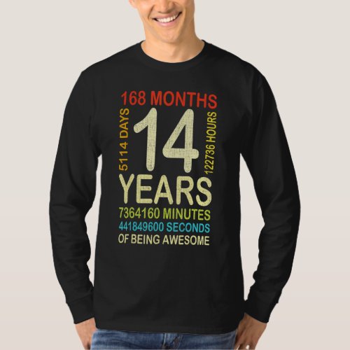 14th Birthday 14 Years Old Vintage Retro 168 Month T_Shirt