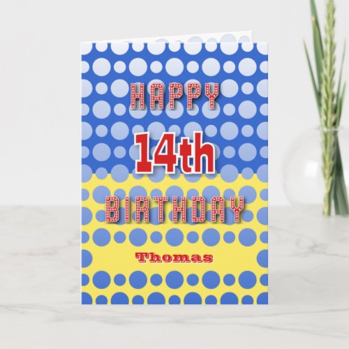 14th Birthday add name circles pattern Card