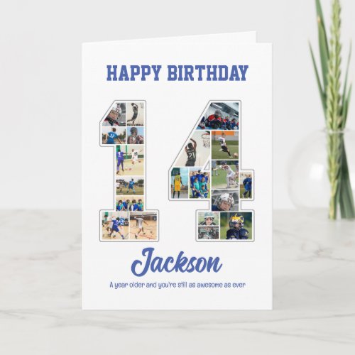 14th Birthday Anniversary Number 14 Photo Collage Card