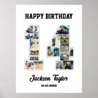 14th Birthday Anniversary Number 14 Photo Collage