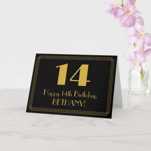 14th Birthday Art Deco Inspired Look 14  Name Card