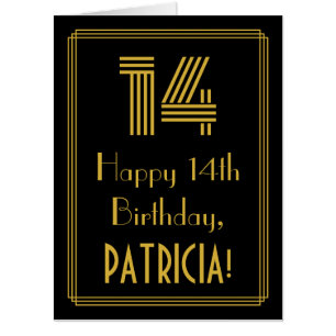 14th Birthday: Art Deco Inspired Look “14” + Name Card