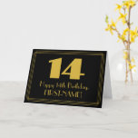 [ Thumbnail: 14th Birthday: Art Deco Inspired Look "14" & Name Card ]