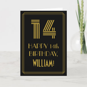 14th Birthday: Art Deco Inspired Look "14" & Name Card