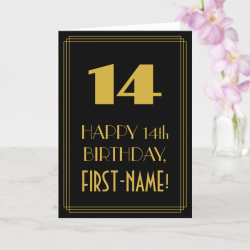 14th Birthday  Art Deco Inspired Look 14  Name Card