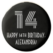 14th Birthday - Art Deco Inspired Look "14", Name Chocolate Covered Oreo (Front)