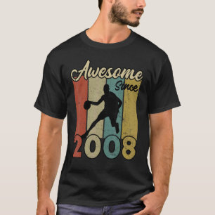 14th Birthday Awesome Since 2008 Basketball 14 Yea T-Shirt