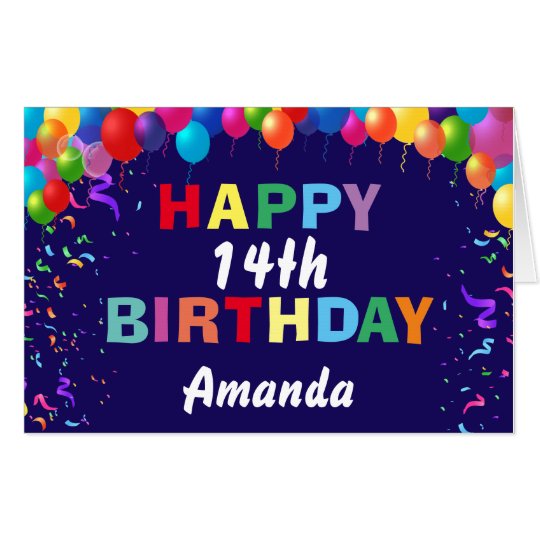 14th Birthday Balloons Navy Blue Extra Large Jumbo Card | Zazzle.com