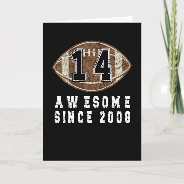 14th Birthday Born In 2008 Football Boy 14 Year Card (Front)