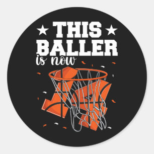 14th Birthday Bysketbyll Boys Classic Round Sticker