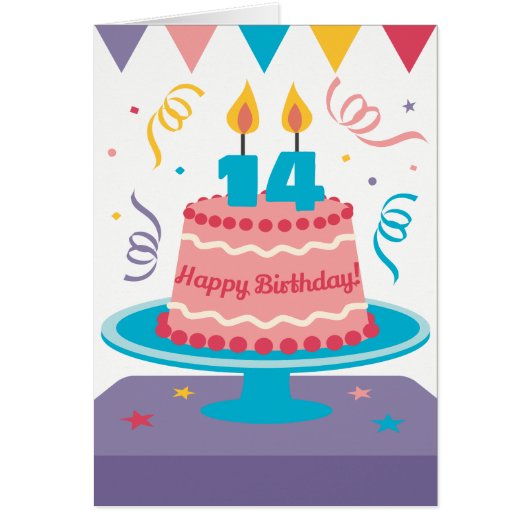 14th Birthday Cake Cards (Front)