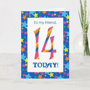 14th Birthday Card for Friend, Stripes and Stars