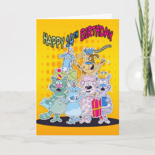14th Birthday Card - Moonies Doodlematoons
