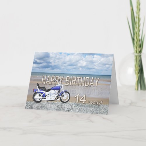 14th birthday card with a motor bike