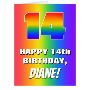 14th Birthday: Colorful, Fun Rainbow Pattern # 14 Card
