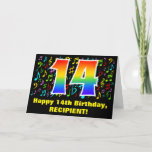 [ Thumbnail: 14th Birthday: Colorful Music Symbols & Rainbow 14 Card ]