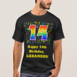 [ Thumbnail: 14th Birthday: Colorful Music Symbols, Rainbow 14 T-Shirt ]