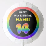 [ Thumbnail: 14th Birthday: Colorful Rainbow # 14, Custom Name Balloon ]