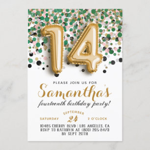 14th Birthday Confetti Invitation