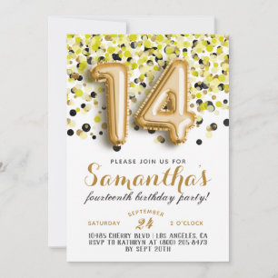 14th Birthday Confetti Invitation