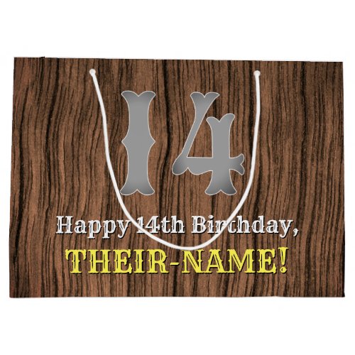 14th Birthday Country Western Inspired Look Name Large Gift Bag