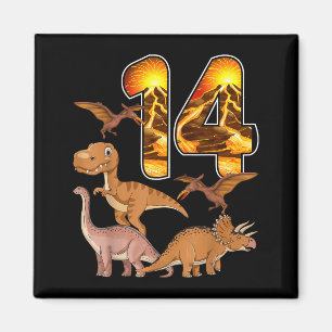 14th Birthday Dinosaur T-rex 14 Years Old Birthday Magnet