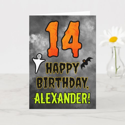 14th Birthday Eerie Halloween Theme  Custom Name Card