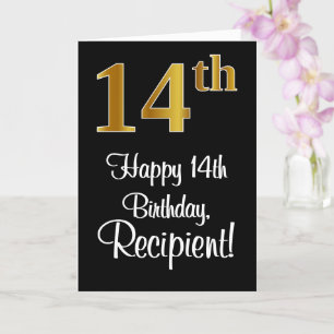 14th Birthday ~ Elegant Luxurious Faux Gold Look # Card